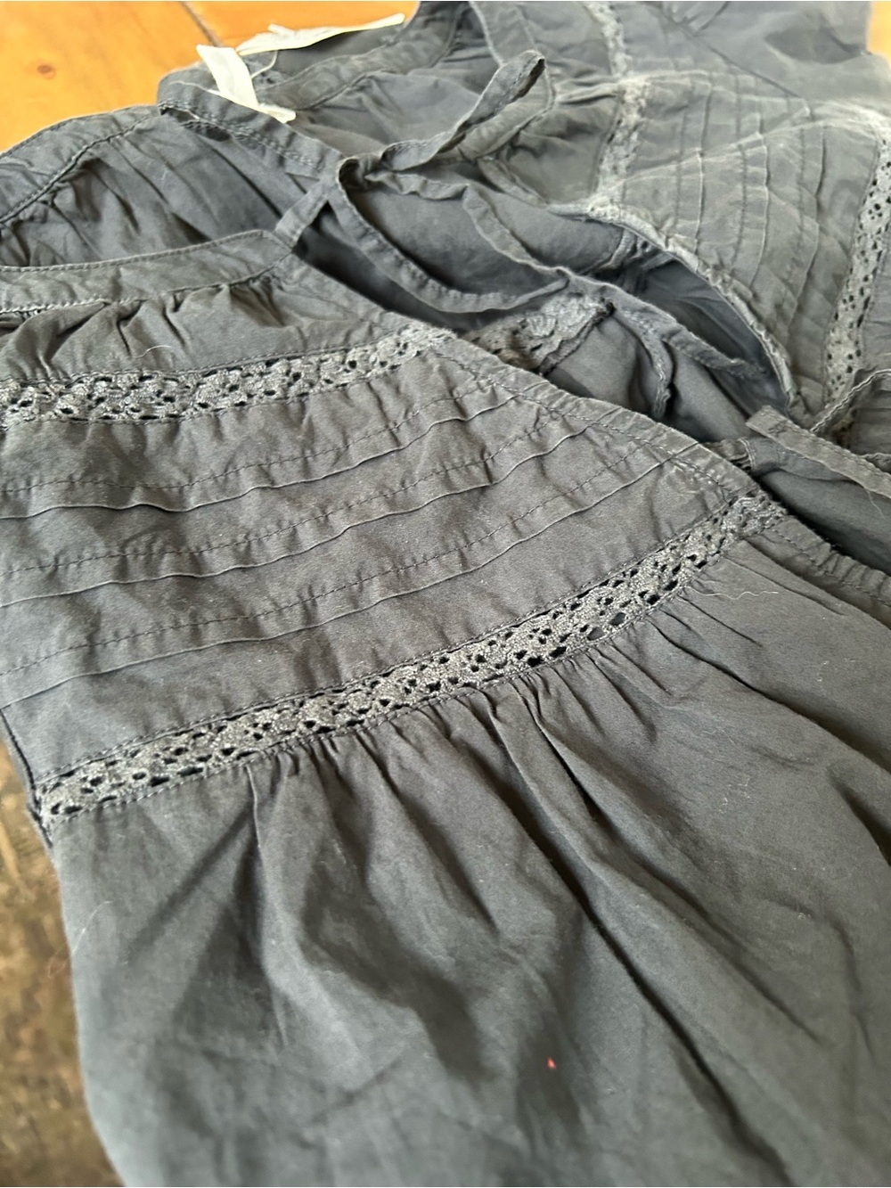 NWT Aerie Black Peasant Tie-Front Blouse - Picture 7 of 9